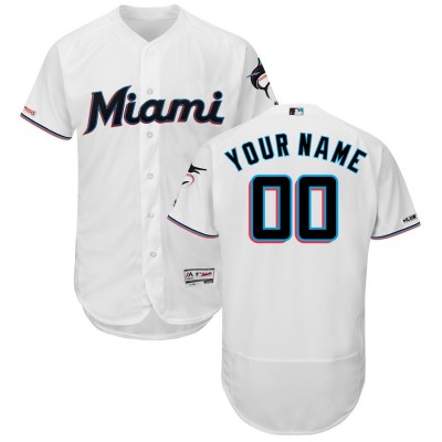 Miami Marlins Majestic Home 2019 Authentic Collection Flex Base Custom Jersey White